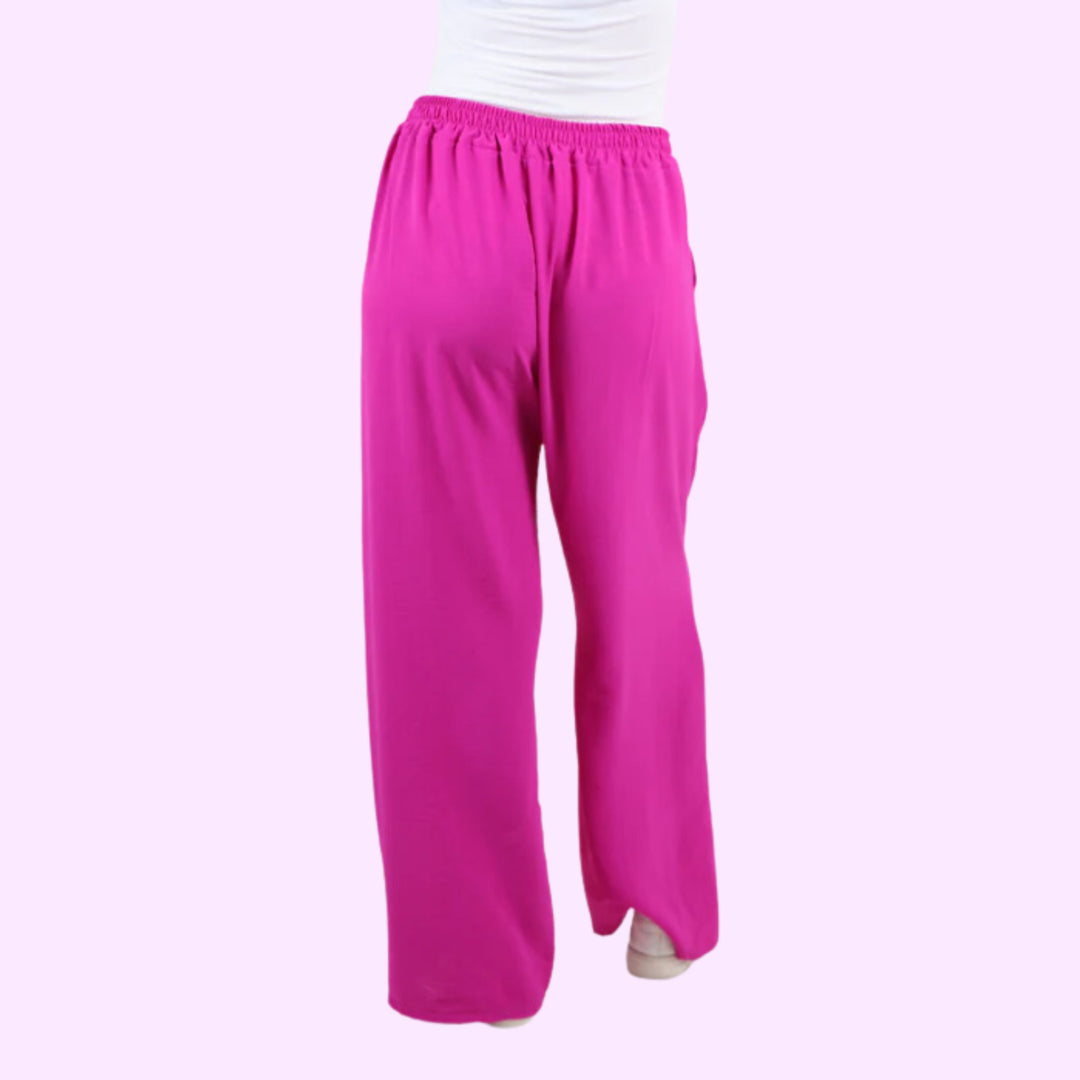 Italian Plain Elasticated Waist Side Pockets Cotton Trousers