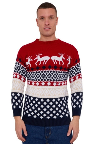 Mens 4 Reindeer Christmas Jumper