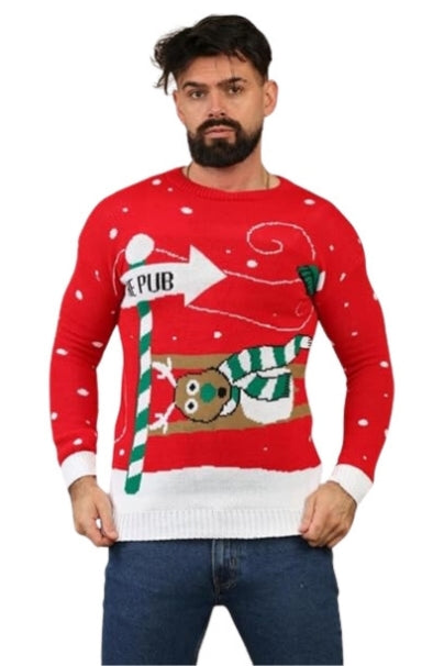 Mens To the Pub Christmas Xmas Jumper
