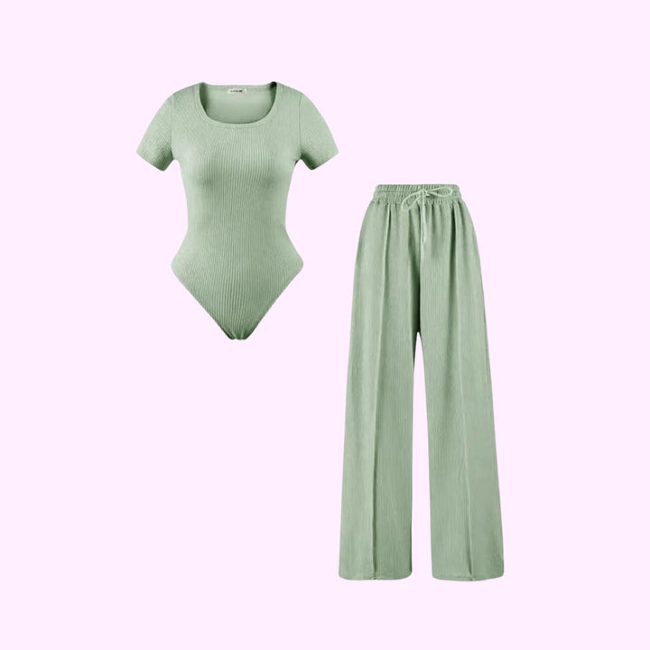 Ribbed Bodysuit and Trouser Set