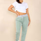 Italian Thin Stripes Print Drawstring Cotton Joggers