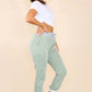 Italian Thin Stripes Print Drawstring Cotton Joggers