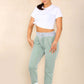 Italian Thin Stripes Print Drawstring Cotton Joggers