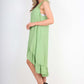 Italian Lace Neckline Dipped Hem Dress