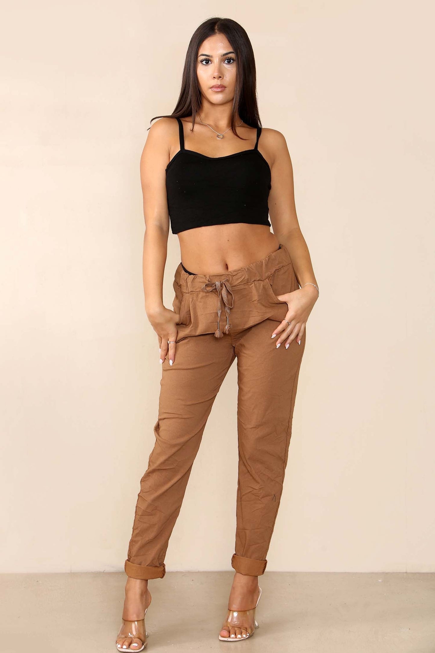 Italian Glitter Drawstring Waistband Magic Pants