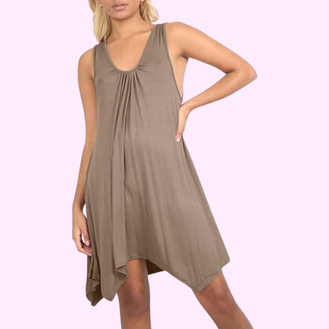 Hanky Hem Ladies Sleeveless Scoop Neck Vest