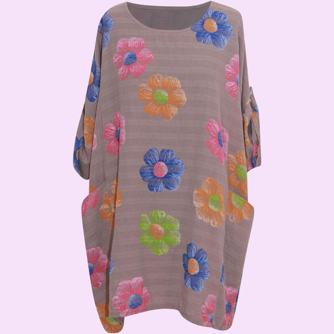 Italian Floral Print Cotton Summer Top