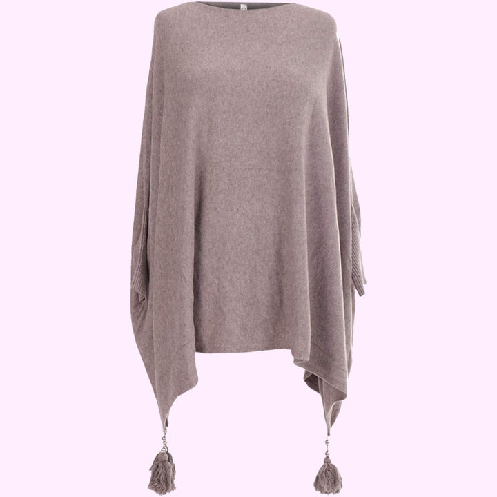 Italian Boxy Batwing Tassels Poncho