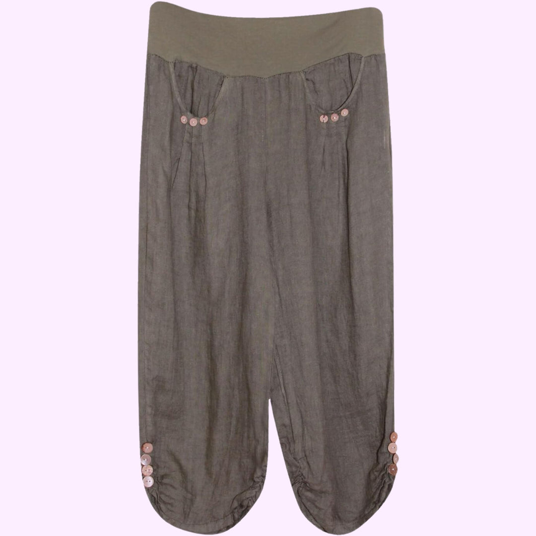 3/4 Length Cropped Linen Trousers