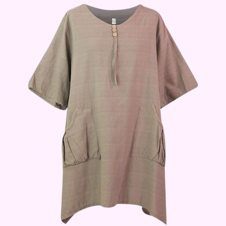 Italian 3 Button Plain Tunic Baggy Top