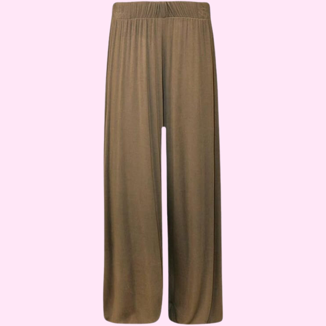 Womens Plain Wide Leg Palazzo Flared Trousers