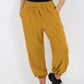 Italian Ruched Hem Cotton Trousers With Side Pockets