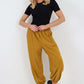 Italian Ruched Hem Cotton Trousers With Side Pockets