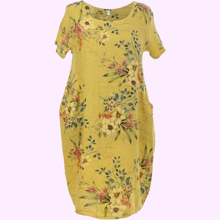 Italian Floral Linen Dress