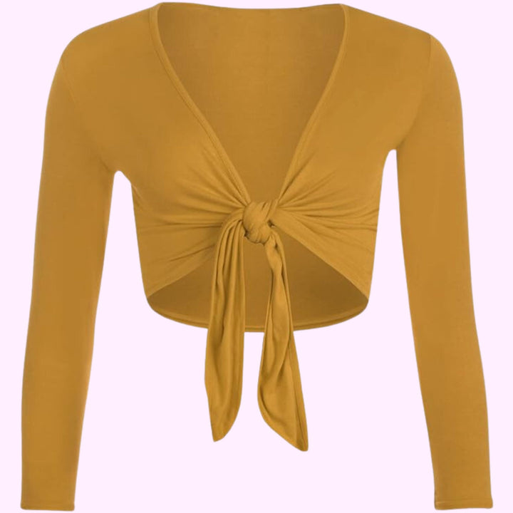 Long Sleeve Front Tie Crop Shrug