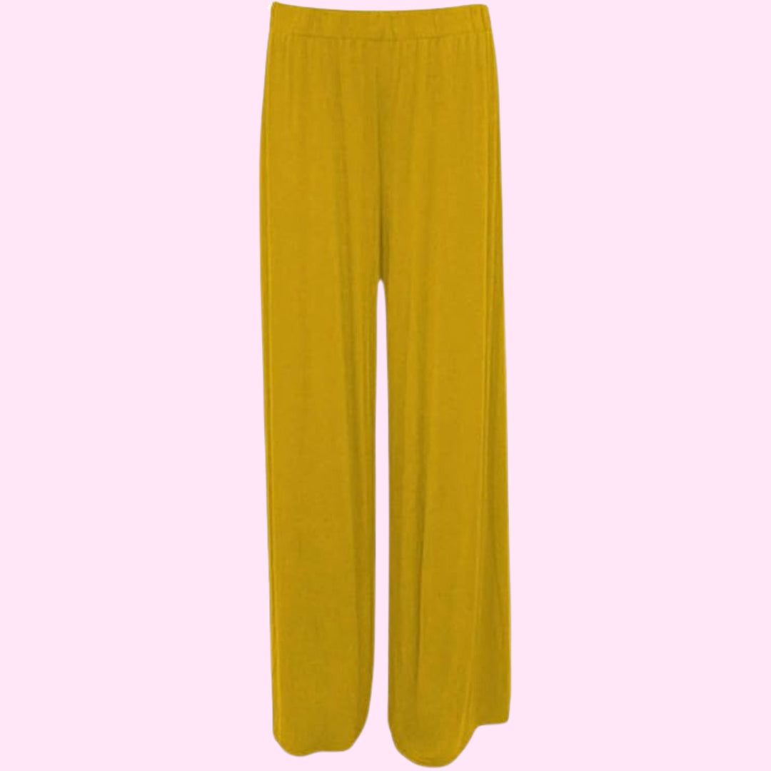 Womens Plain Wide Leg Palazzo Flared Trousers