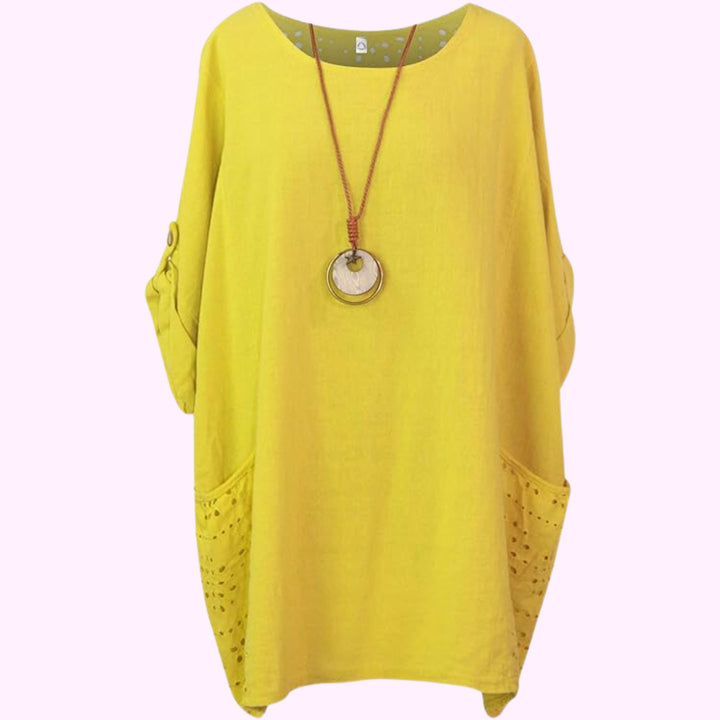 Italian Plain Two Pockets Necklace Top