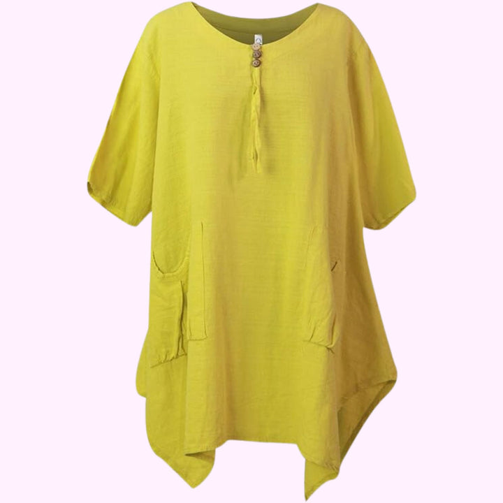 Italian 3 Button Plain Tunic Baggy Top