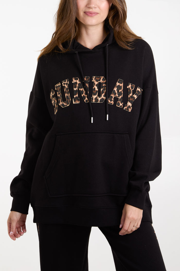 Sunday Leopard Print Logo Hoodie