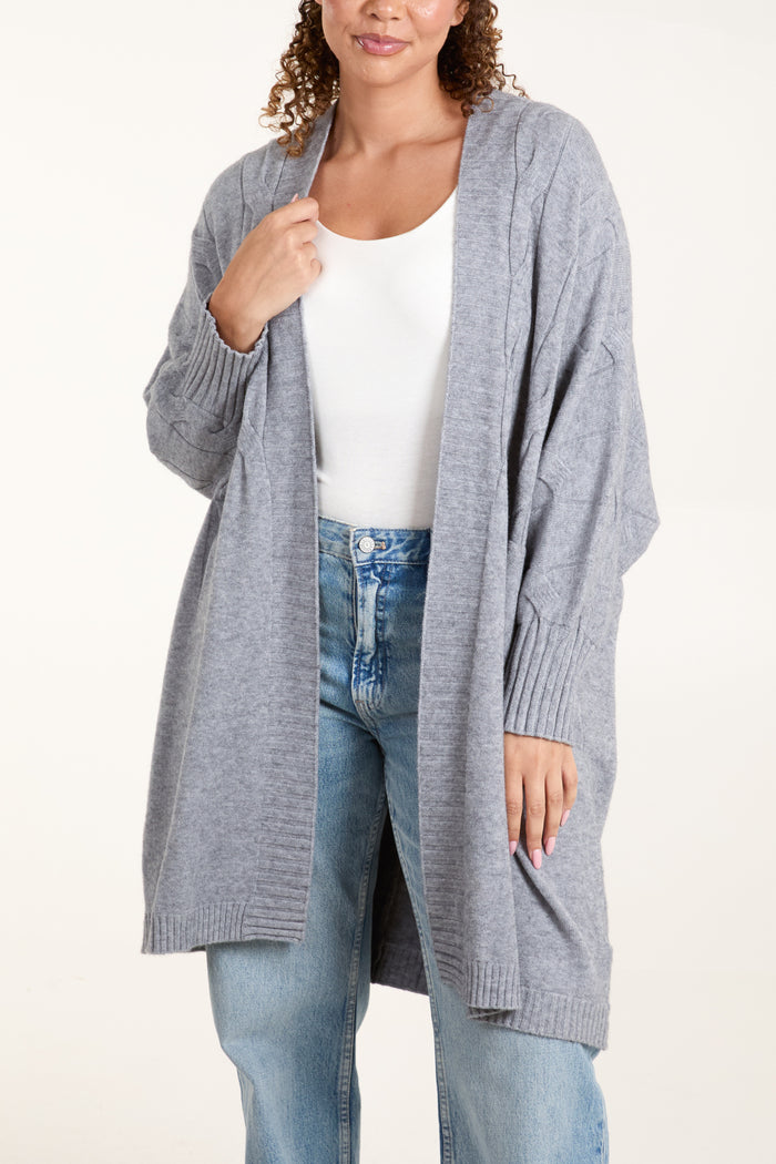 Cable Fine Knit Pocket Cardigan