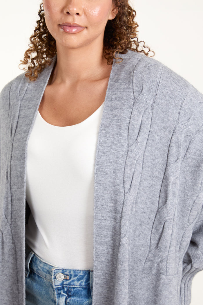 Cable Fine Knit Pocket Cardigan