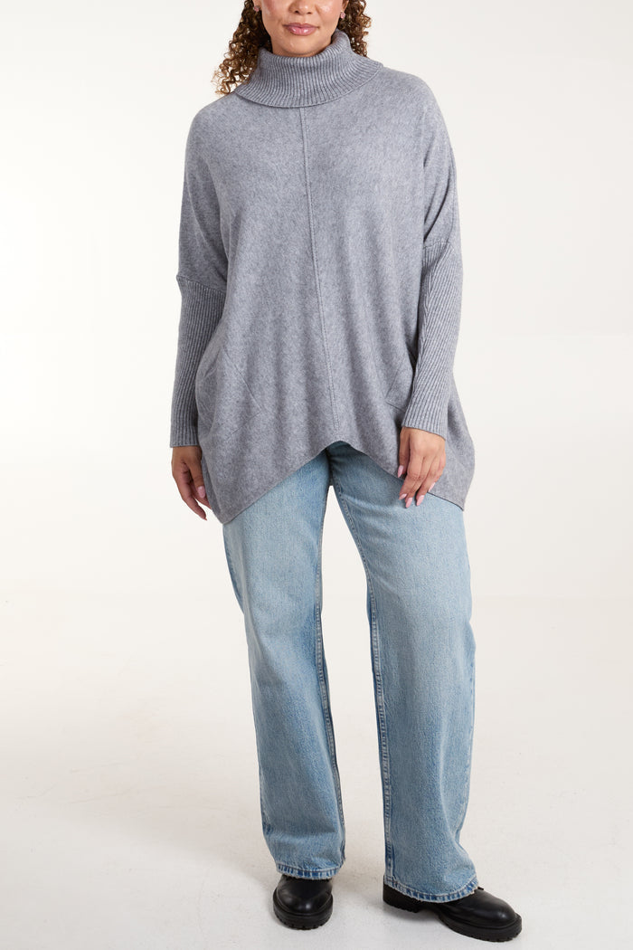 Roll Neck Pocket Relaxed Jumper