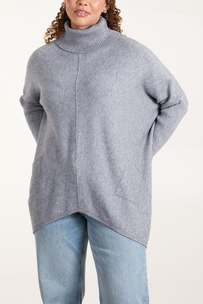 Roll Neck Pocket Relaxed Jumper