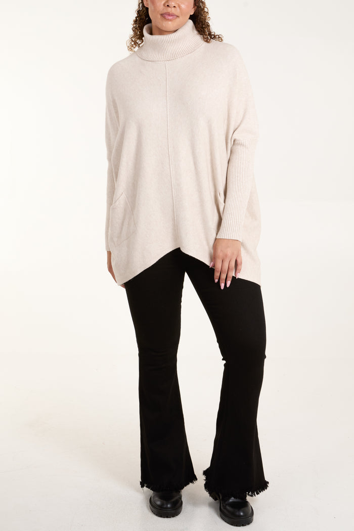 Roll Neck Pocket Relaxed Jumper