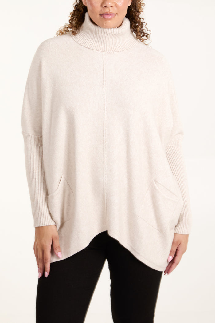 Roll Neck Pocket Relaxed Jumper