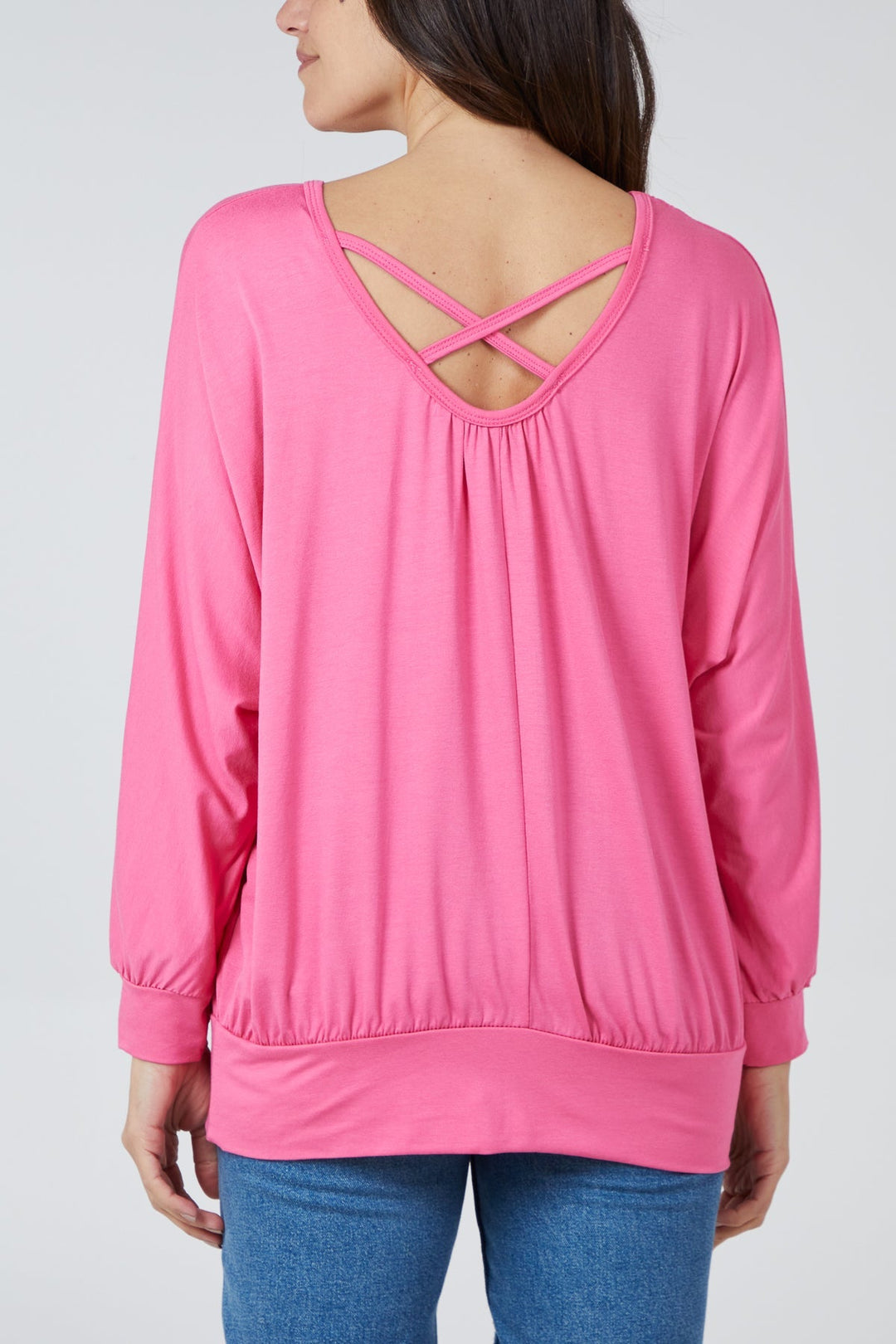 Long Sleeve Crossover Back Top