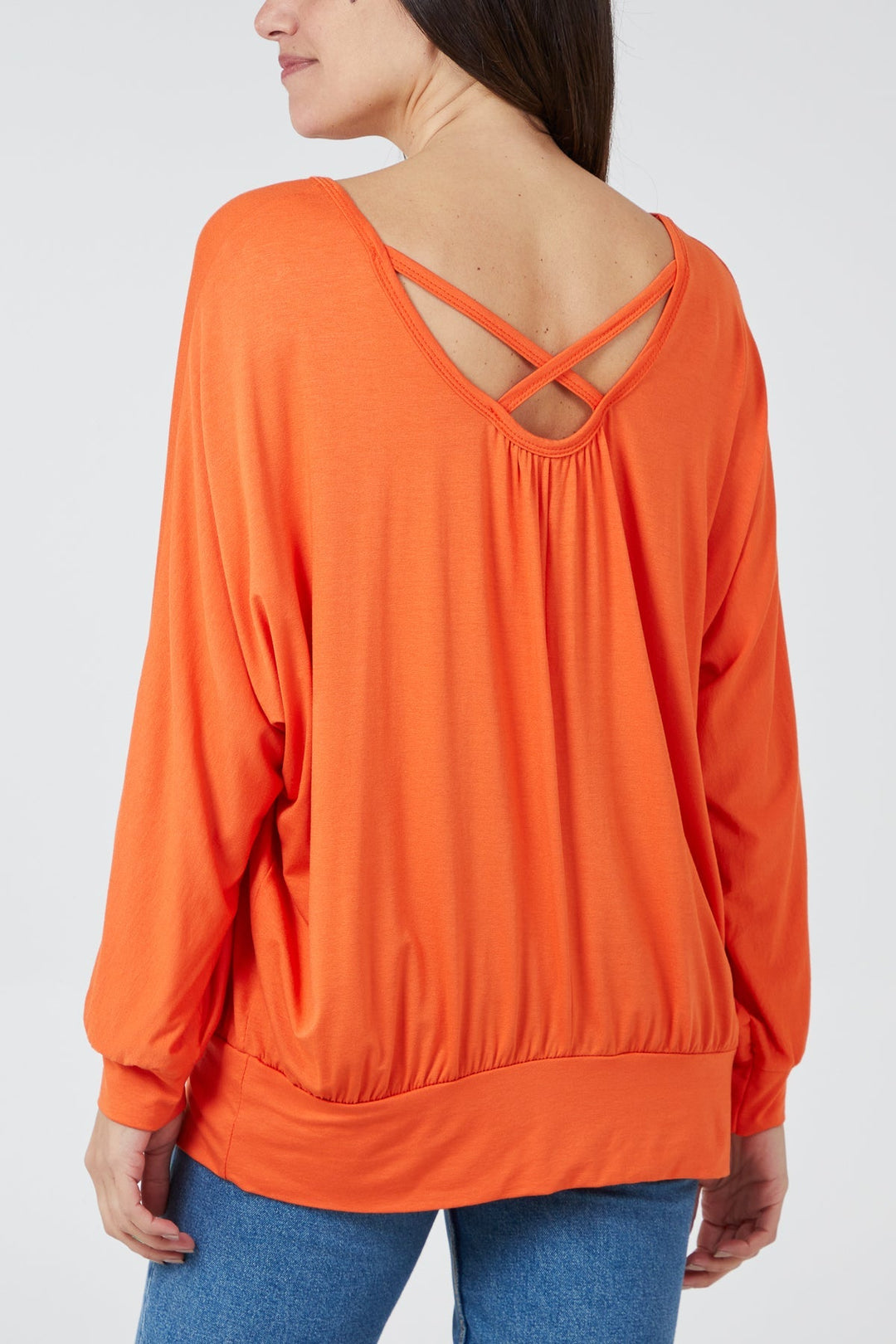 Long Sleeve Crossover Back Top