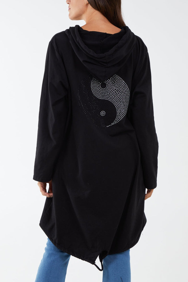 Long Zip Up Jacket With Yin Yang Logo