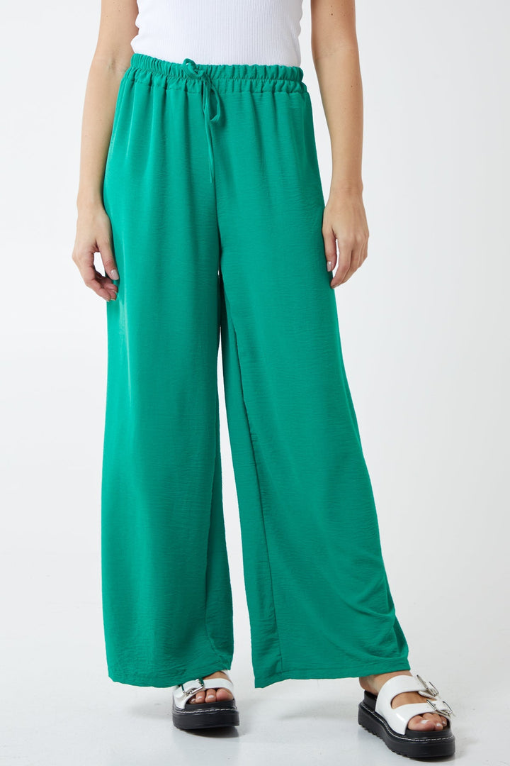 XL Drawstring Viscose Crepe Wide Leg Trousers