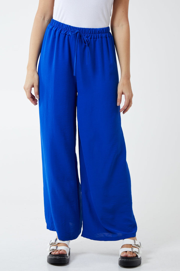 XL Drawstring Viscose Crepe Wide Leg Trousers