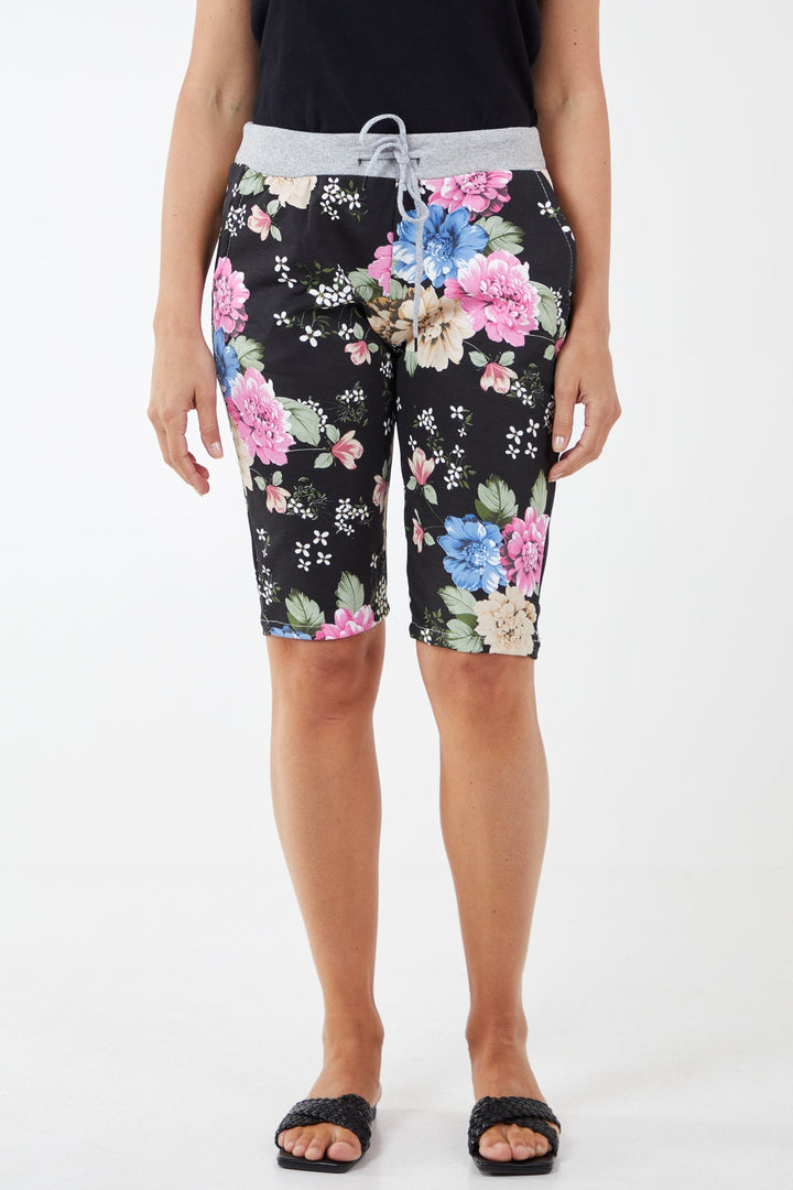 Drawstring Waist Floral Shorts