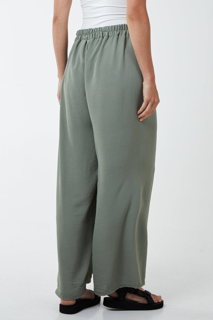 XL Drawstring Viscose Crepe Wide Leg Trousers