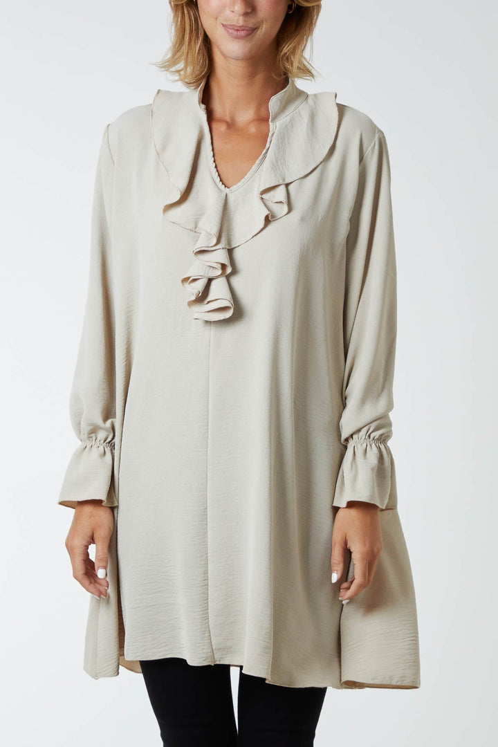 Ruffle Neck Tunic Dress