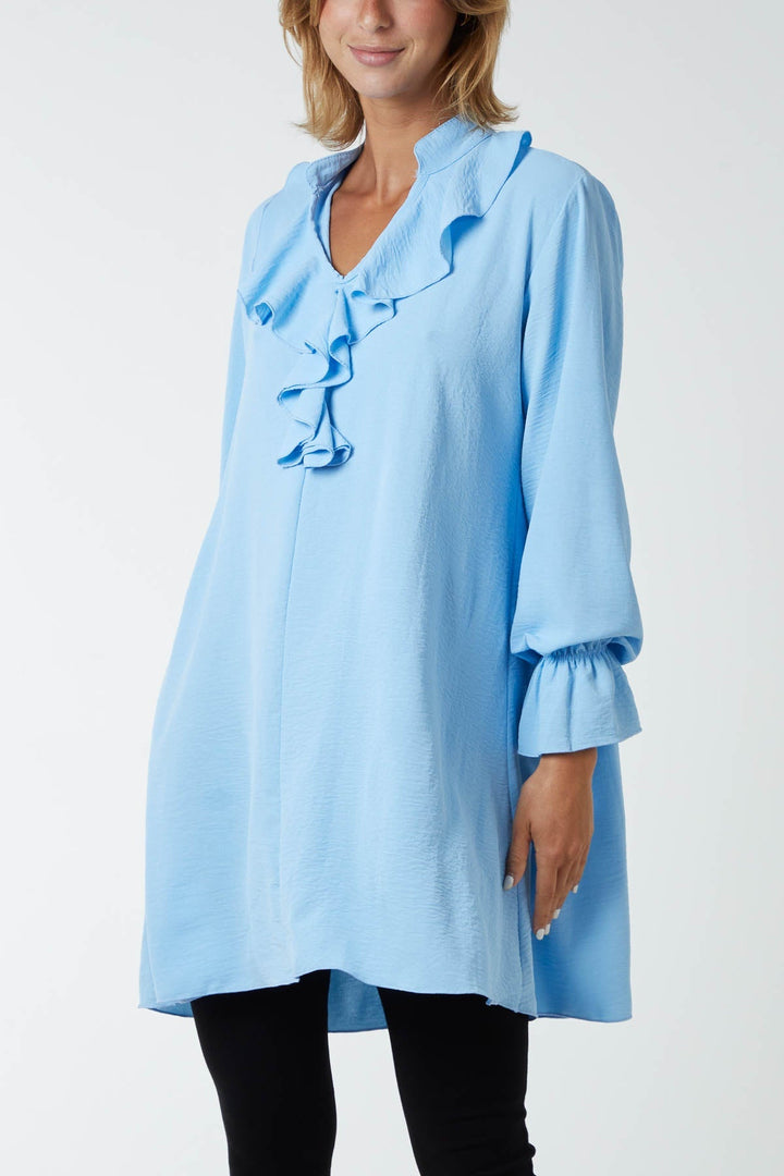 Ruffle Neck Tunic Dress