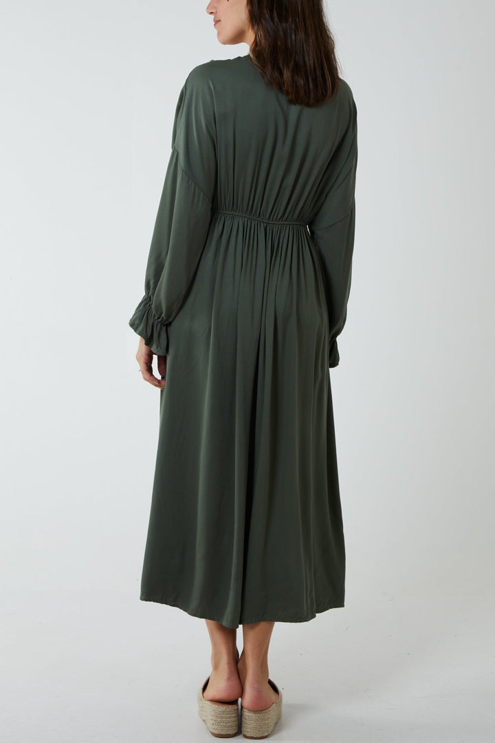 V-Neck Elasticated Waist Maxi Dress