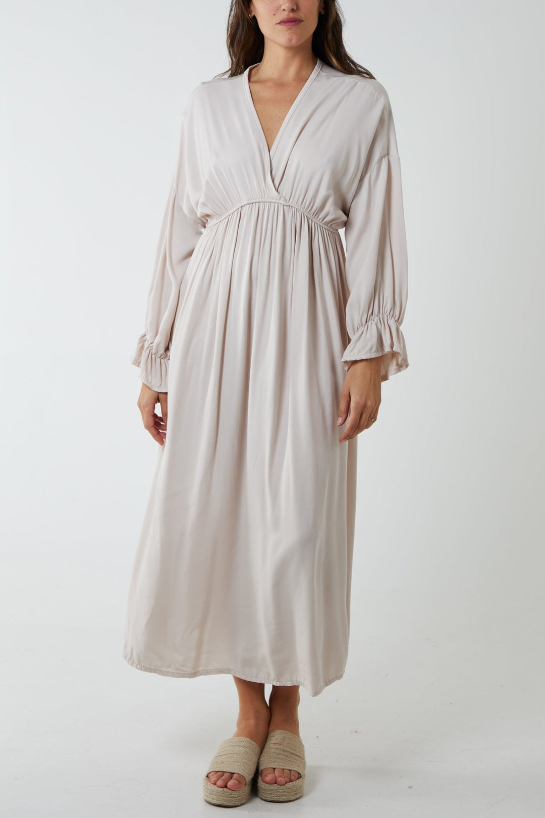 V-Neck Elasticated Waist Maxi Dress