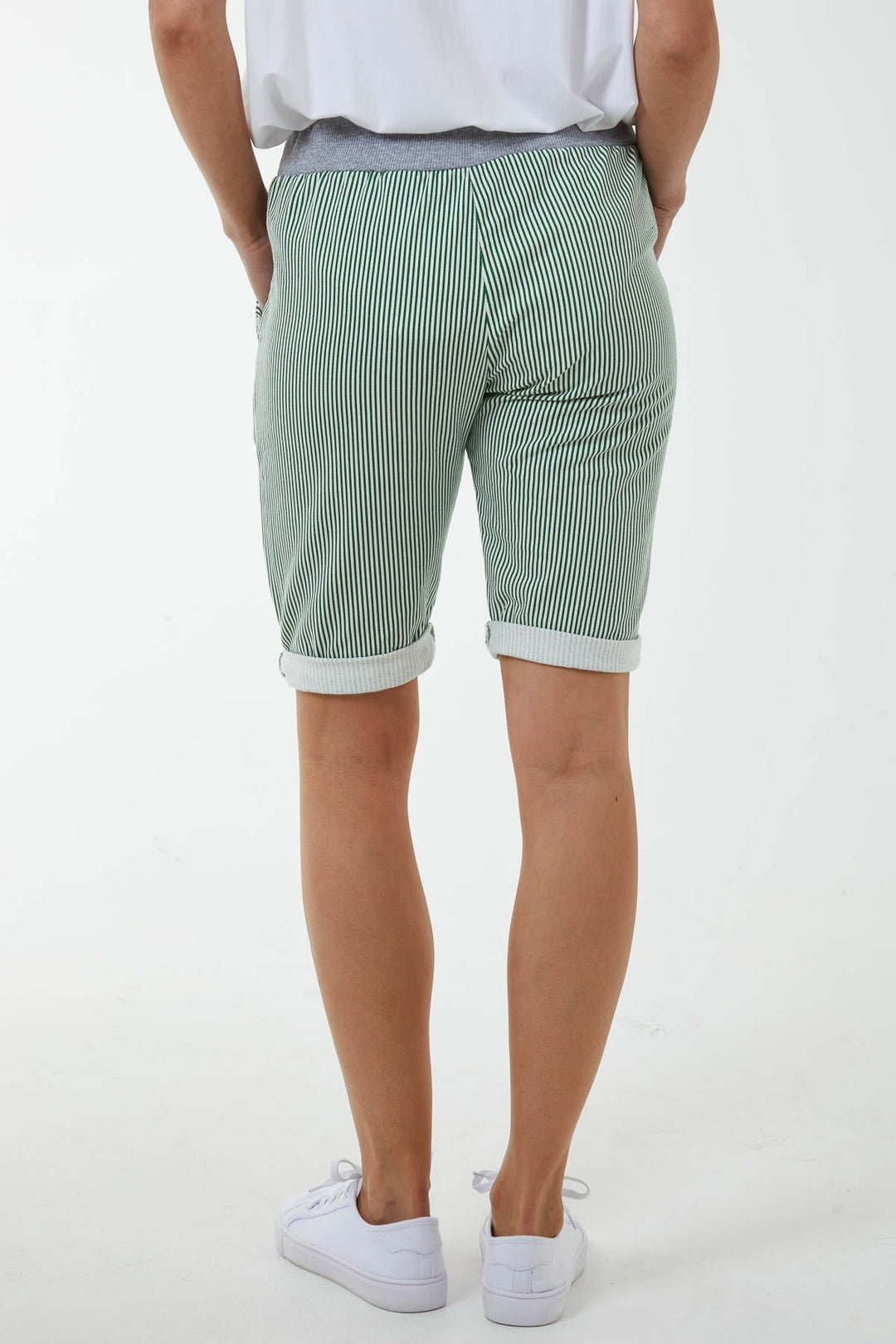 Stripe Shorts with Contrasted Waist