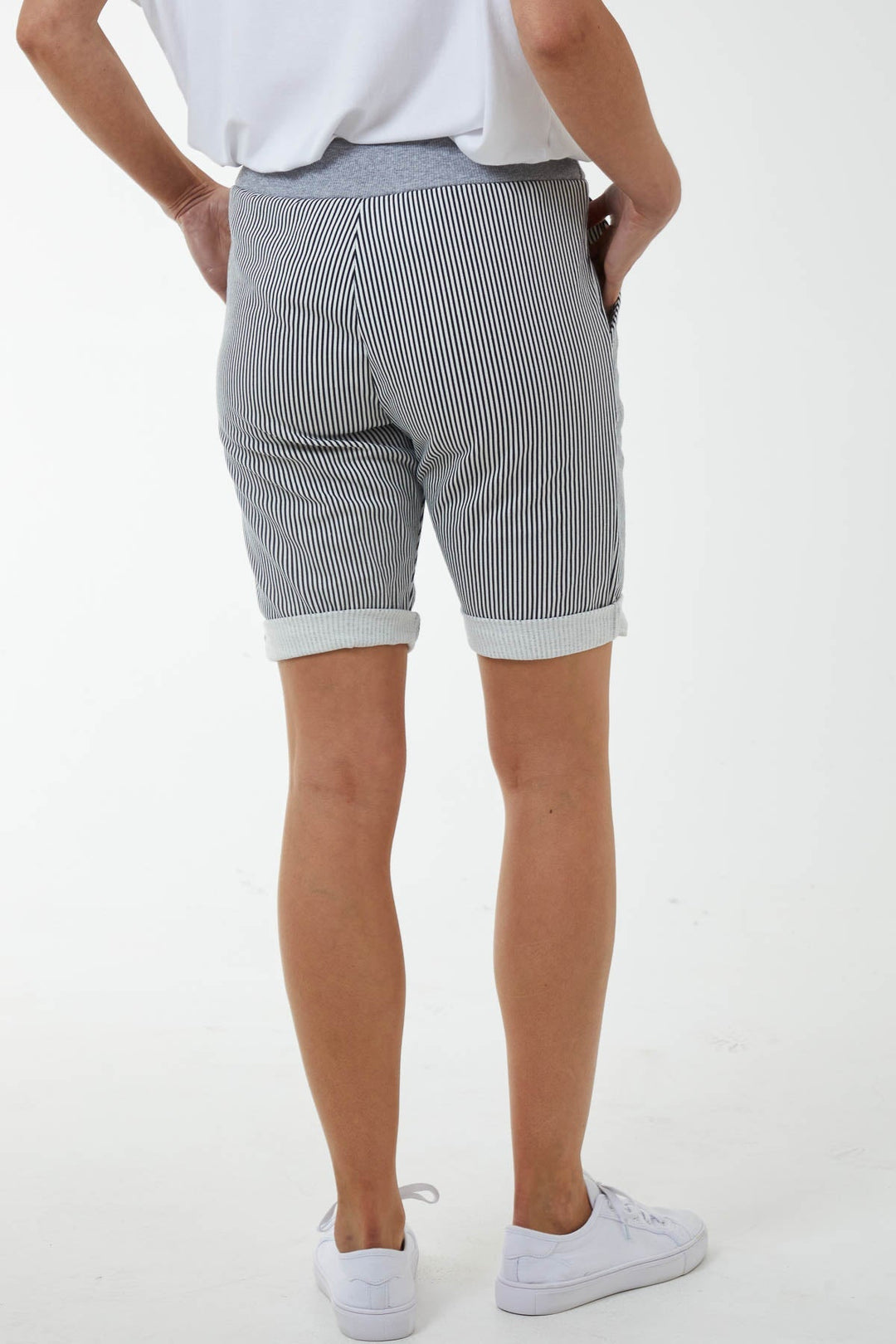 Stripe Shorts with Contrasted Waist