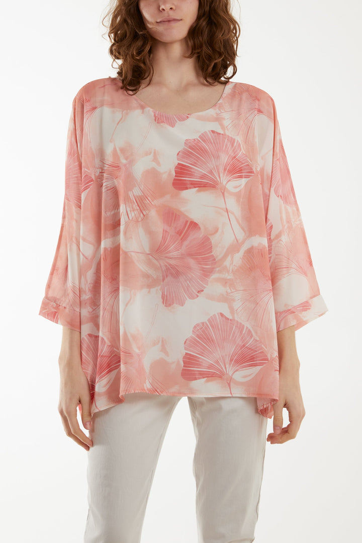 Feather Shell Print Tunic Top