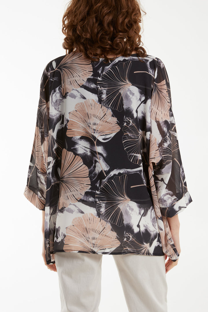 Feather Shell Print Tunic Top