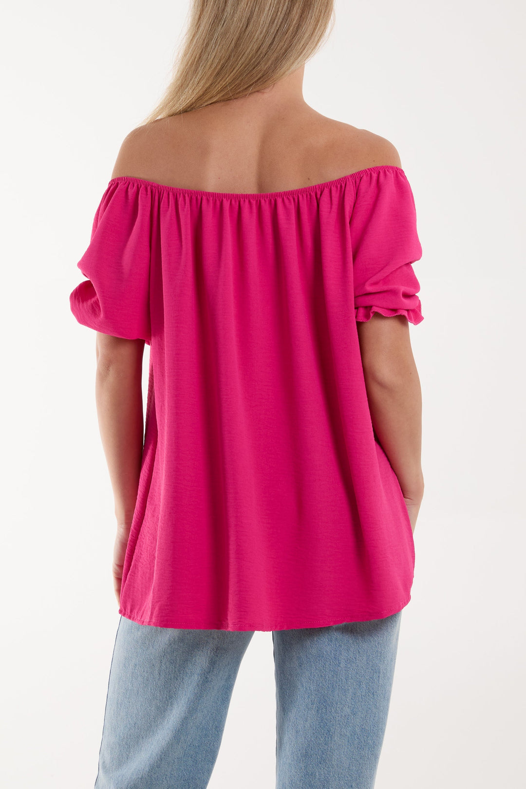 Puff Sleeve Smock Bardot Top