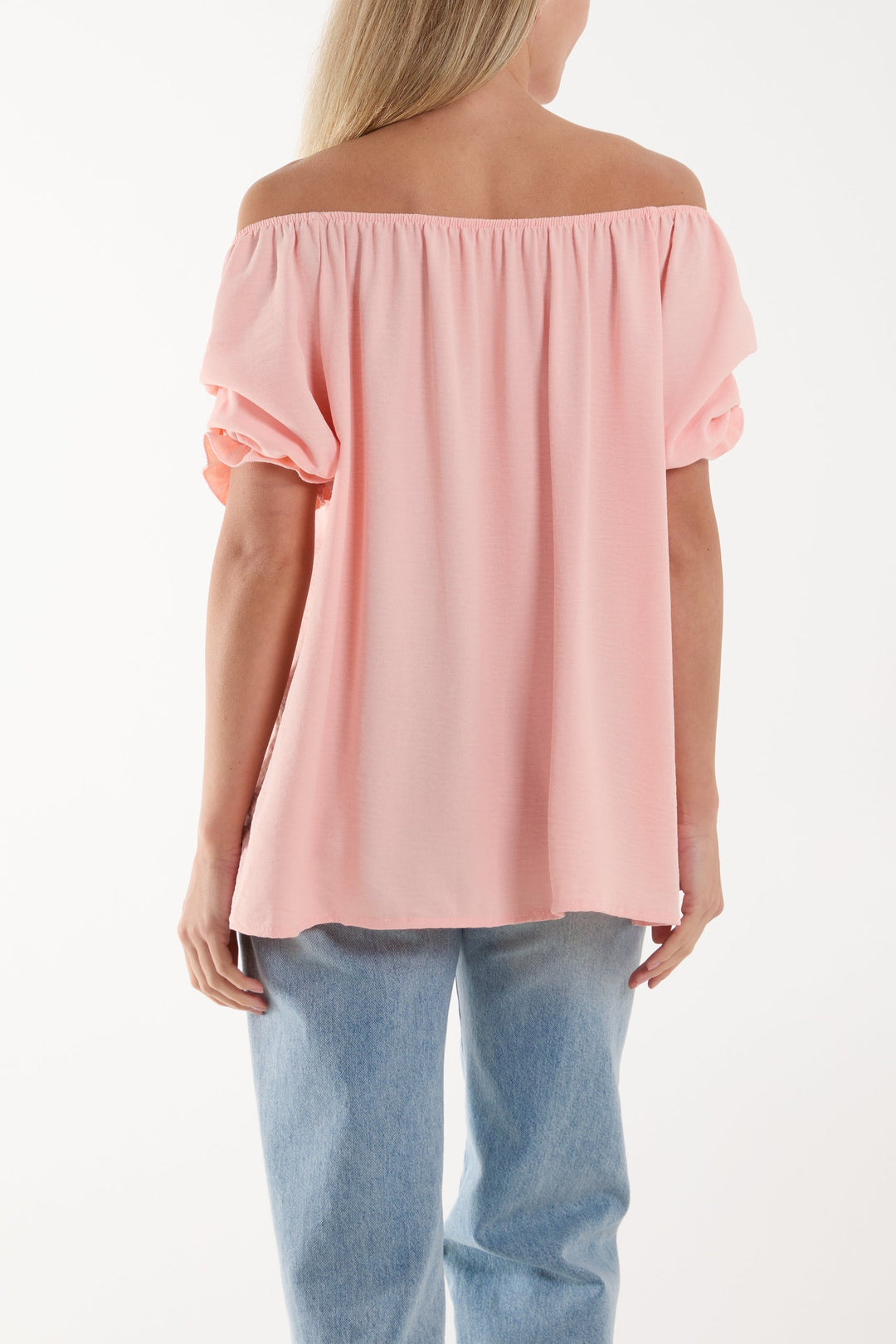 Puff Sleeve Smock Bardot Top