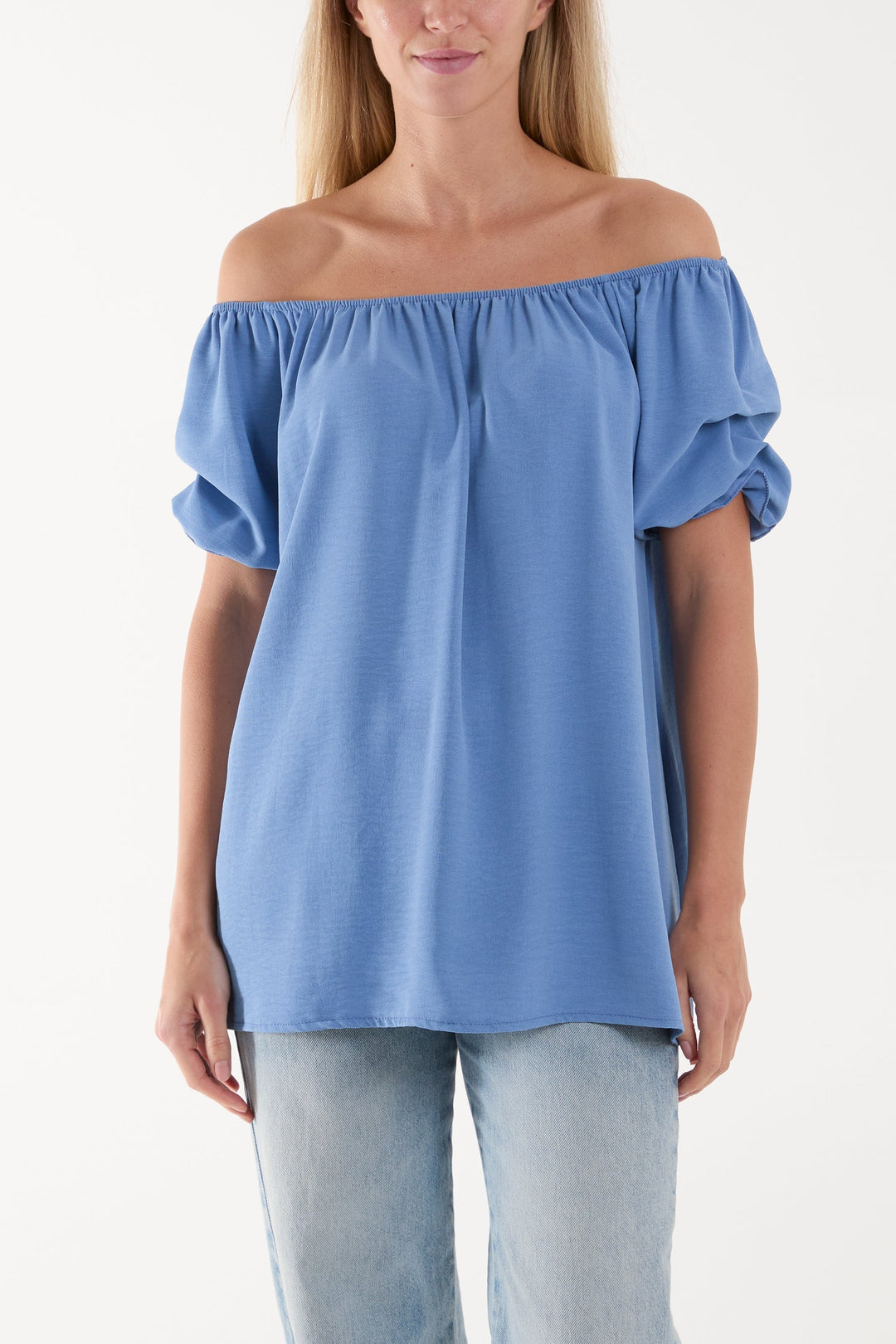 Puff Sleeve Smock Bardot Top