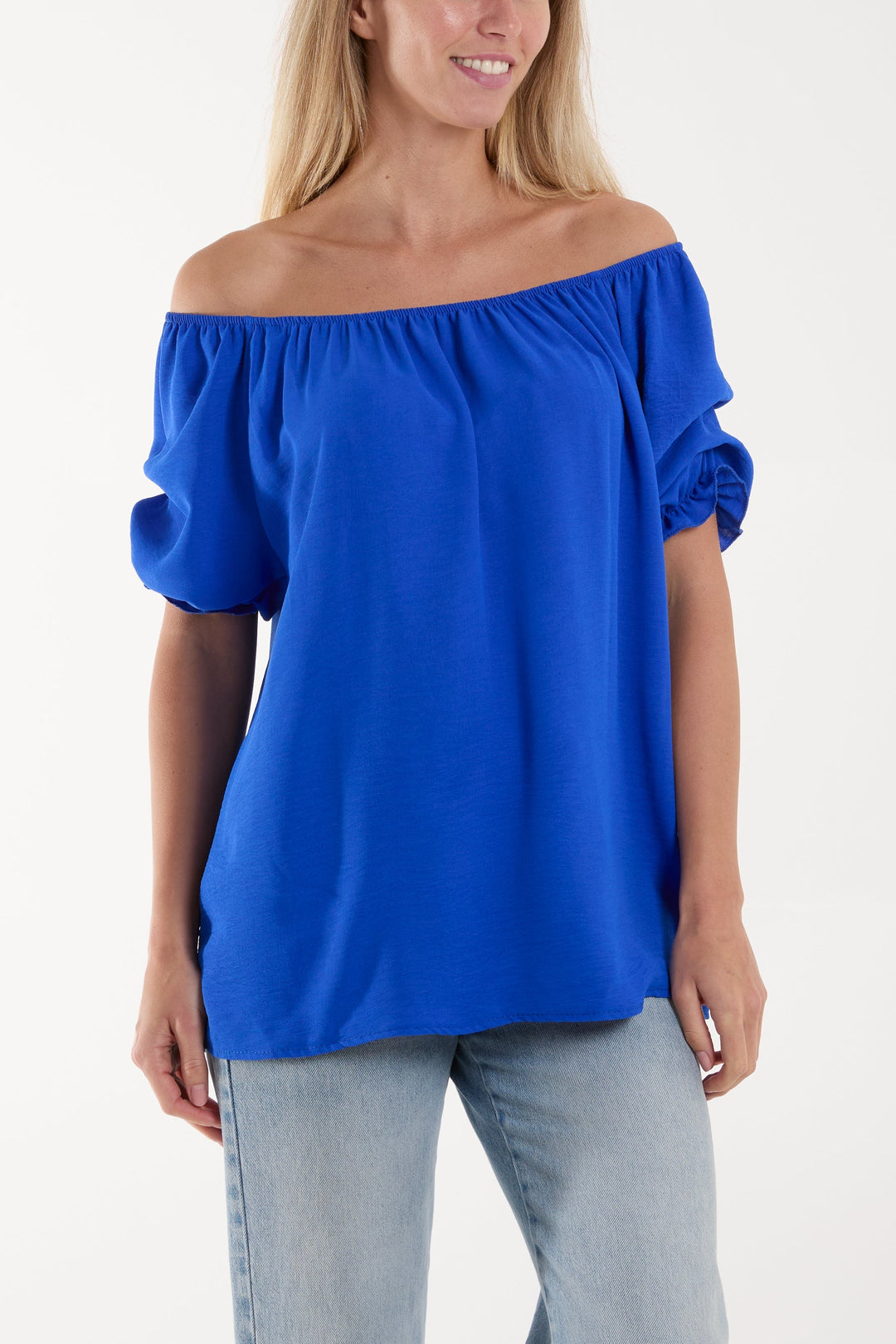 Puff Sleeve Smock Bardot Top