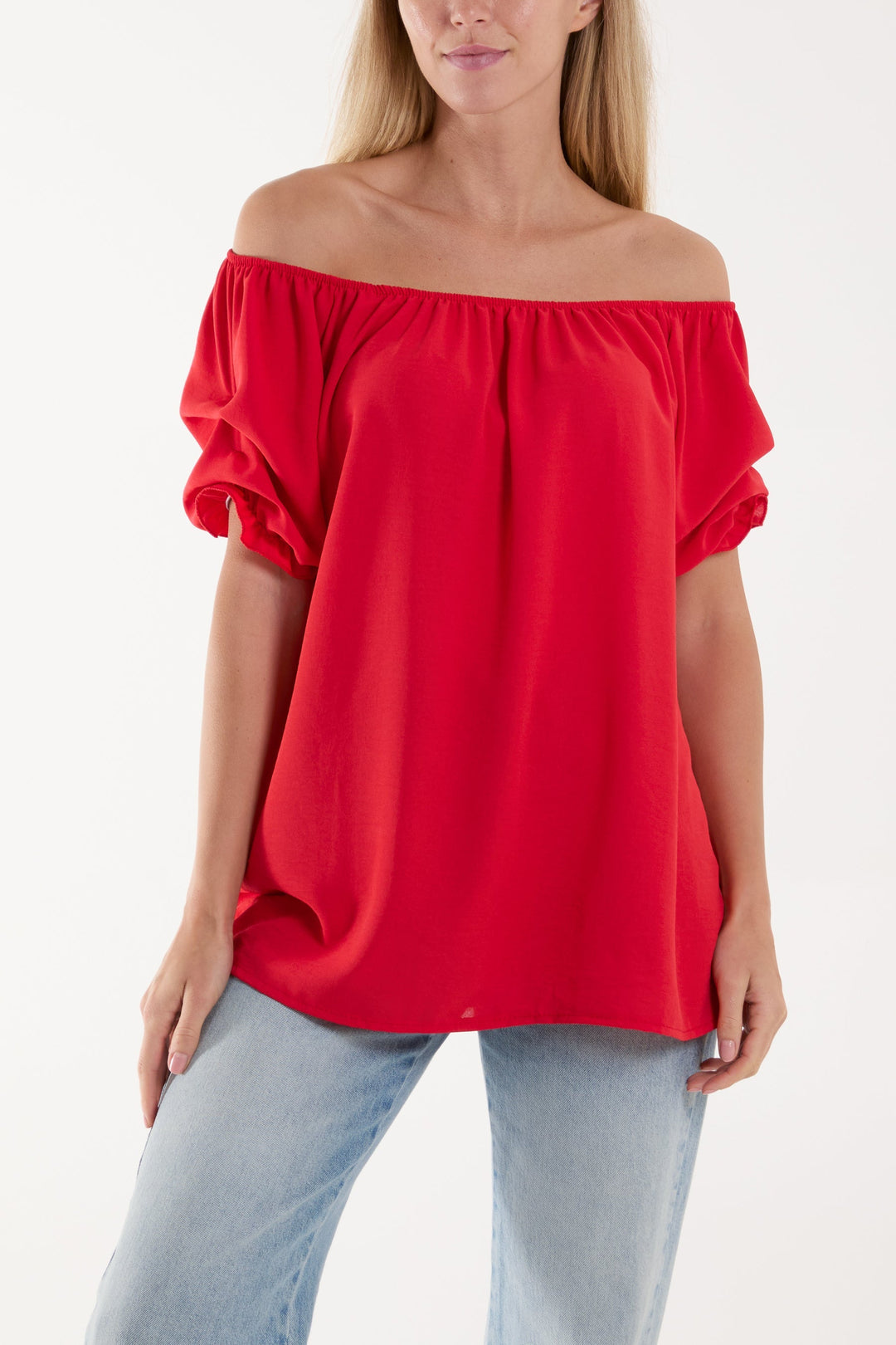 Puff Sleeve Smock Bardot Top