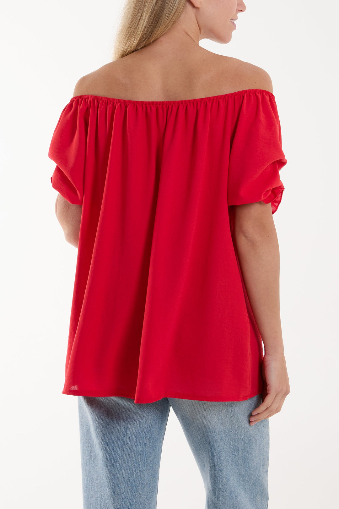 Puff Sleeve Smock Bardot Top